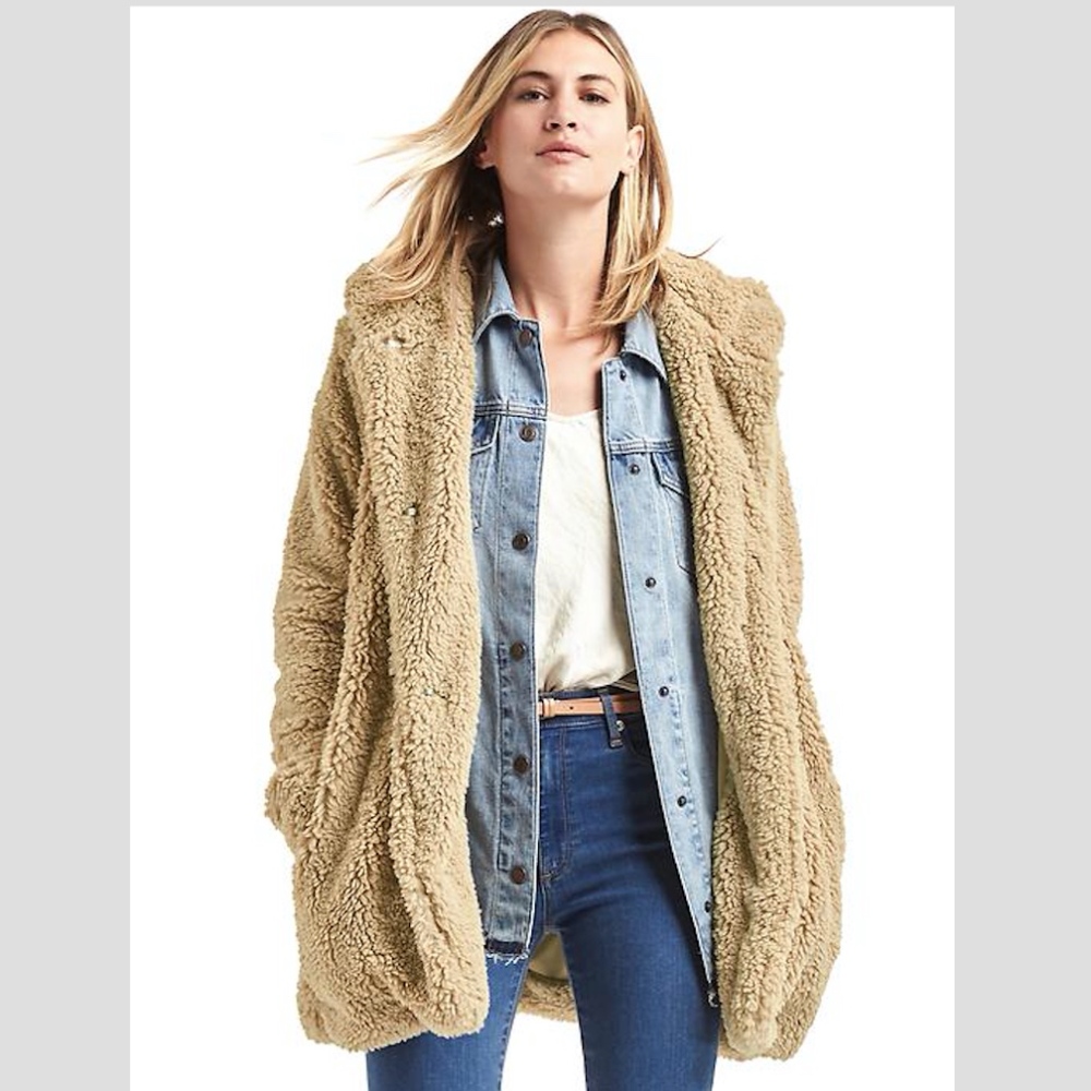 Gap Cozy Sherpa Teddy Bear Hooded Coat Size Small